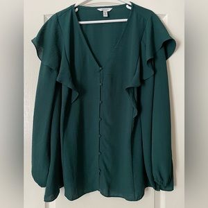 Nine West Long Sleeve Ruffle Blouse